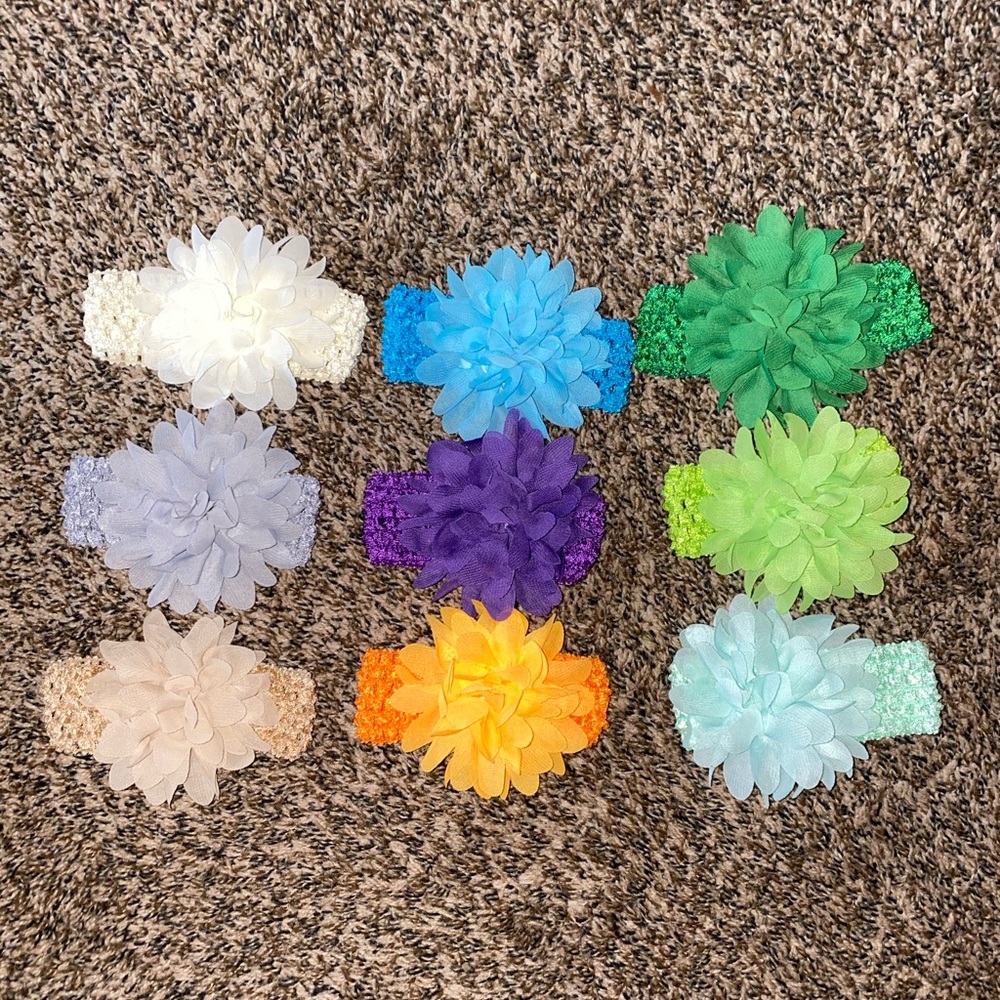 (9) headband flower bows